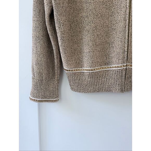 St. John Sport Heather Full Zip Long Sleeve Cardigan Sweater Tan Women's Medium - Picture 3 of 5